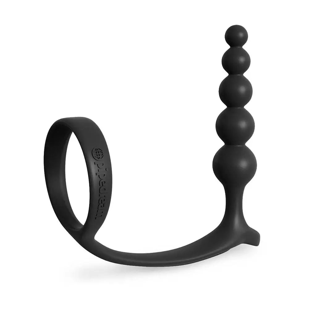4.5-inch Pipedream Silicone Black Anal Beads With Cock Ring - Peaches and Screams