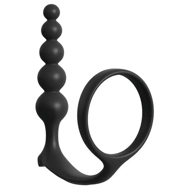 4.5 - inch Pipedream Silicone Black Anal Beads With Cock Ring - Peaches and Screams