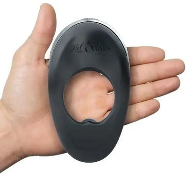 4.5-inch Rechargeable Silicone Black Vibrating Cock Ring With Motors - Peaches and Screams