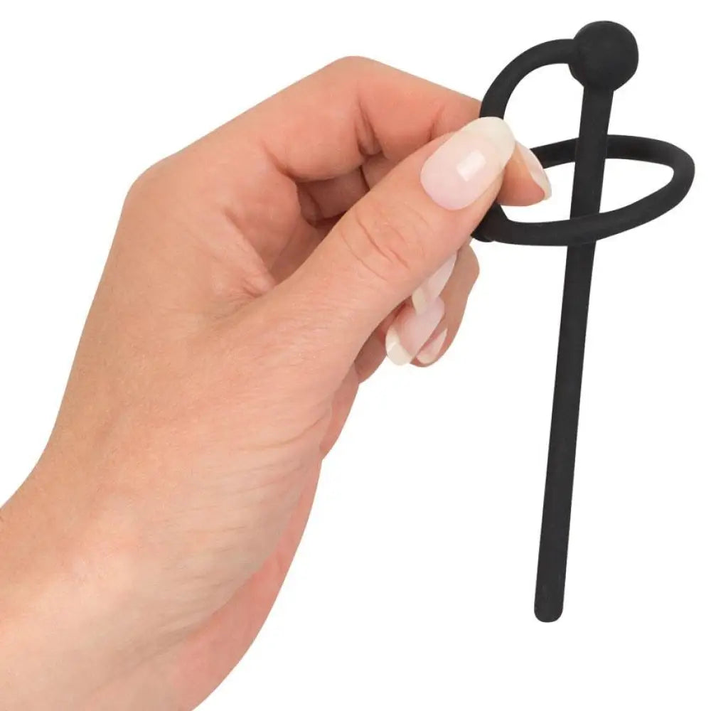 4.5-inch You2toys Silicone Black Hollow Dilator with Stopper Ball - Peaches and Screams