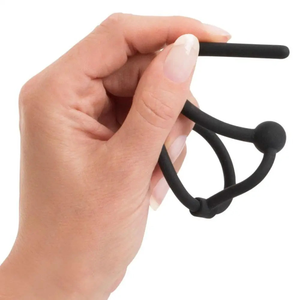 4.5-inch You2toys Silicone Black Hollow Dilator with Stopper Ball - Peaches and Screams