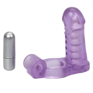 4 - inch California Exotic Rubber Purple Vibrating Duo Penetrator - Peaches and Screams