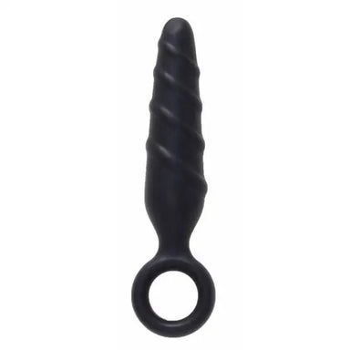 4-inch Nmc Ltd Swirled Silicone Small Butt Plug With Finger Loop - Peaches and Screams