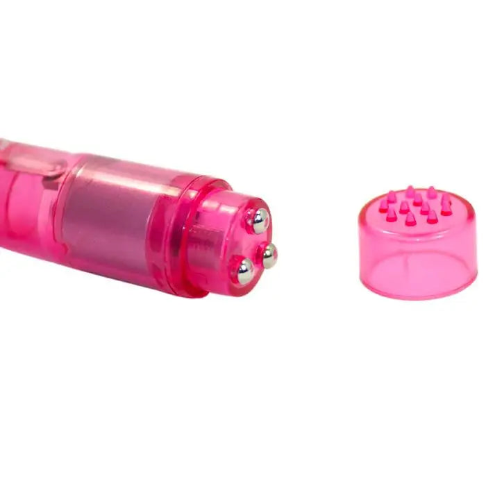 4-inch Pink Pocket Mini Vibrator with Interchangeable Heads - Peaches and Screams