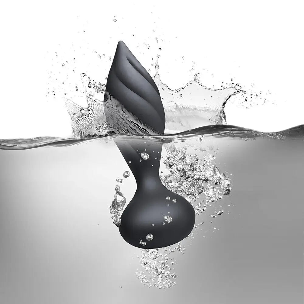 4-inch Rocks Off Silicone Black Rechargeable Butt Plug With Remote - Peaches and Screams