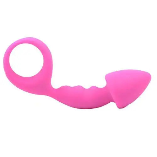 4-inch Silicone Pink Bendable Medium Butt Plug with Retrieval Ring - Peaches and Screams