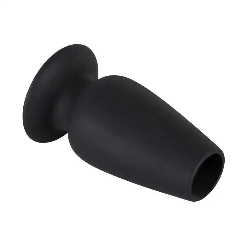 4-inch You2toys Silicone Black Medium Hollow Butt Plug - Peaches and Screams