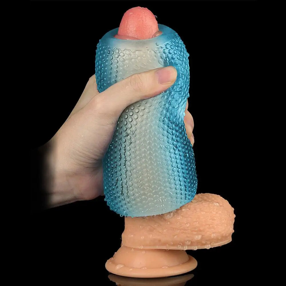 5-inch Blue Textured Male Masturbator - Peaches and Screams