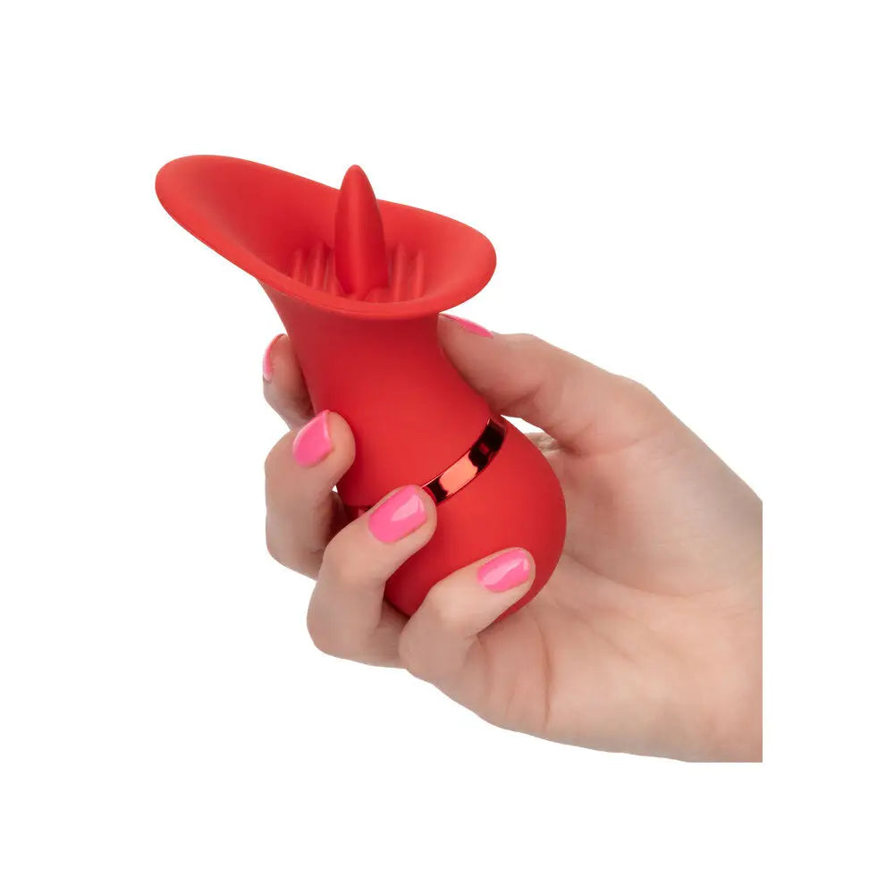 5 - inch Colt Silicone Red Rechargeable Mini Tongue Vibrator - Peaches and Screams
