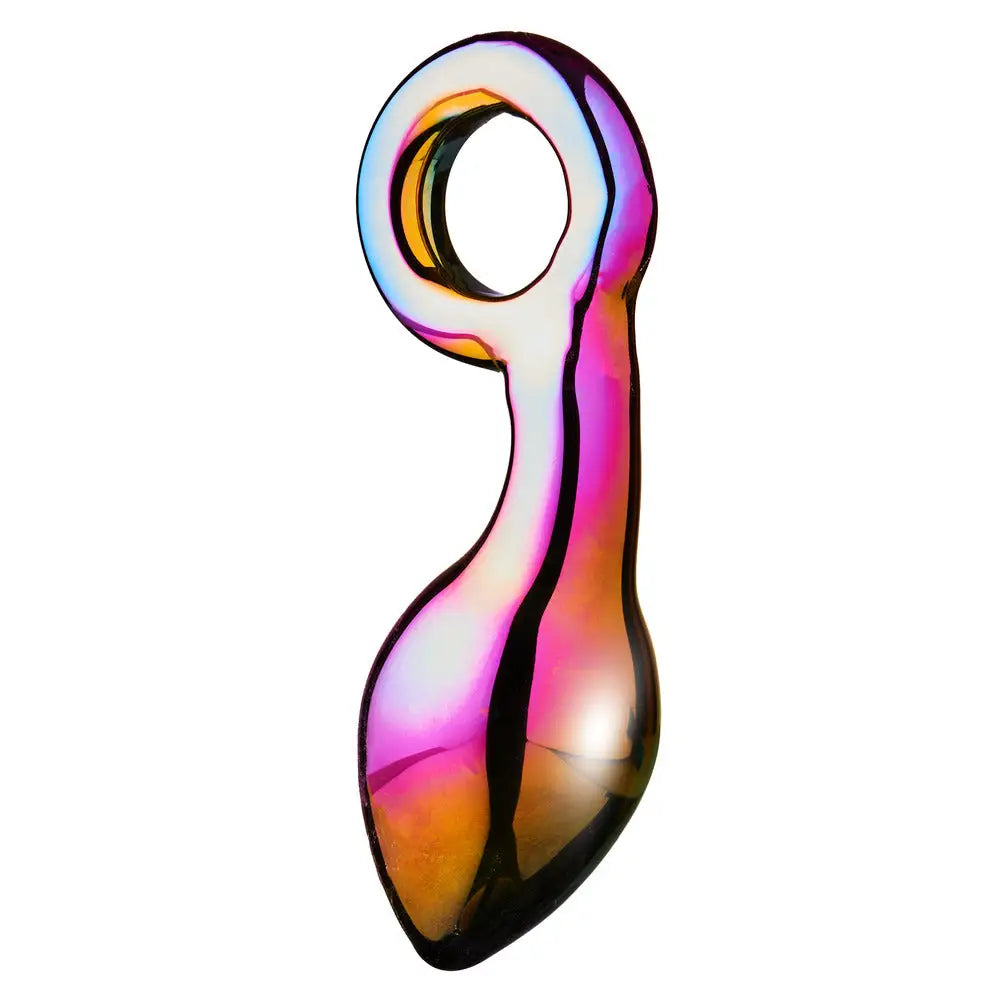 5-inch Dream Toys Glass Butt Plug With Finger Loop - Peaches and Screams