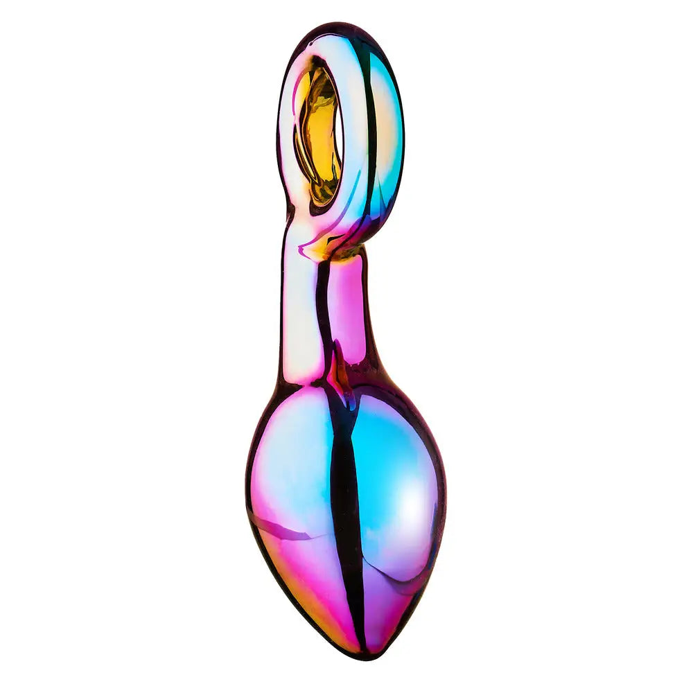 5-inch Dream Toys Glass Butt Plug With Finger Loop - Peaches and Screams