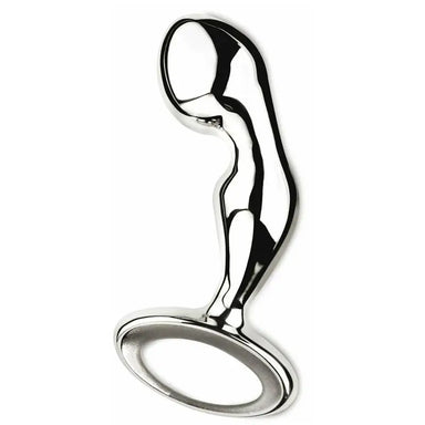 5 - inch Njoy Stainless Steel P - spot Butt Plug With Finger Loop - Peaches and Screams
