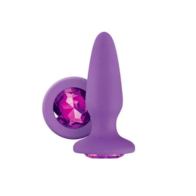 5-inch Ns Novelties Purple Silicone Anal Butt Plug With Purple Gem - Peaches and Screams