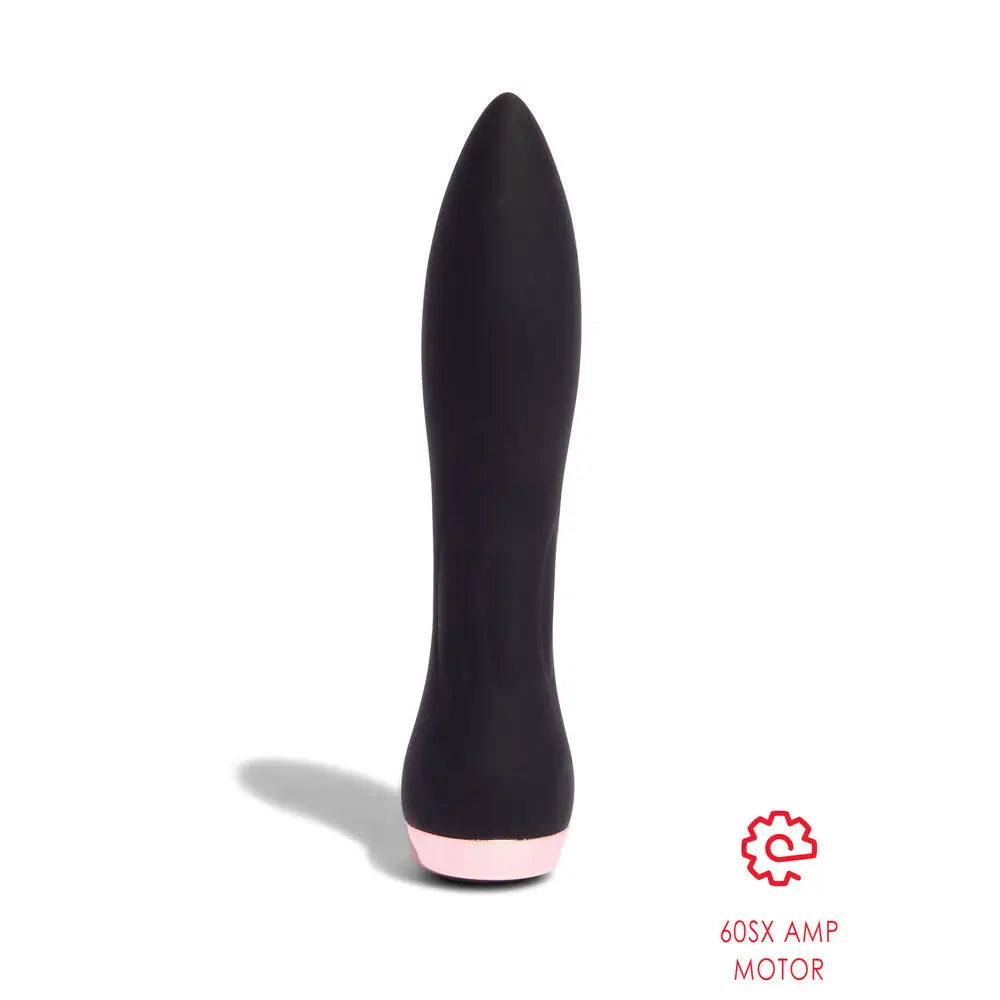 5-inch Nu Sensuelle Silicone Black Rechargeable Bullet Vibrator - Peaches and Screams