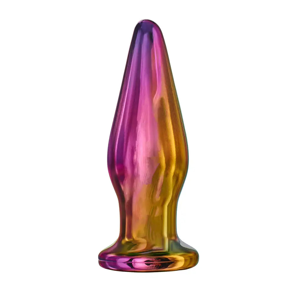 5 - inch Rechargeable Tapered Glass Butt Plug With Remote Control - Peaches and Screams