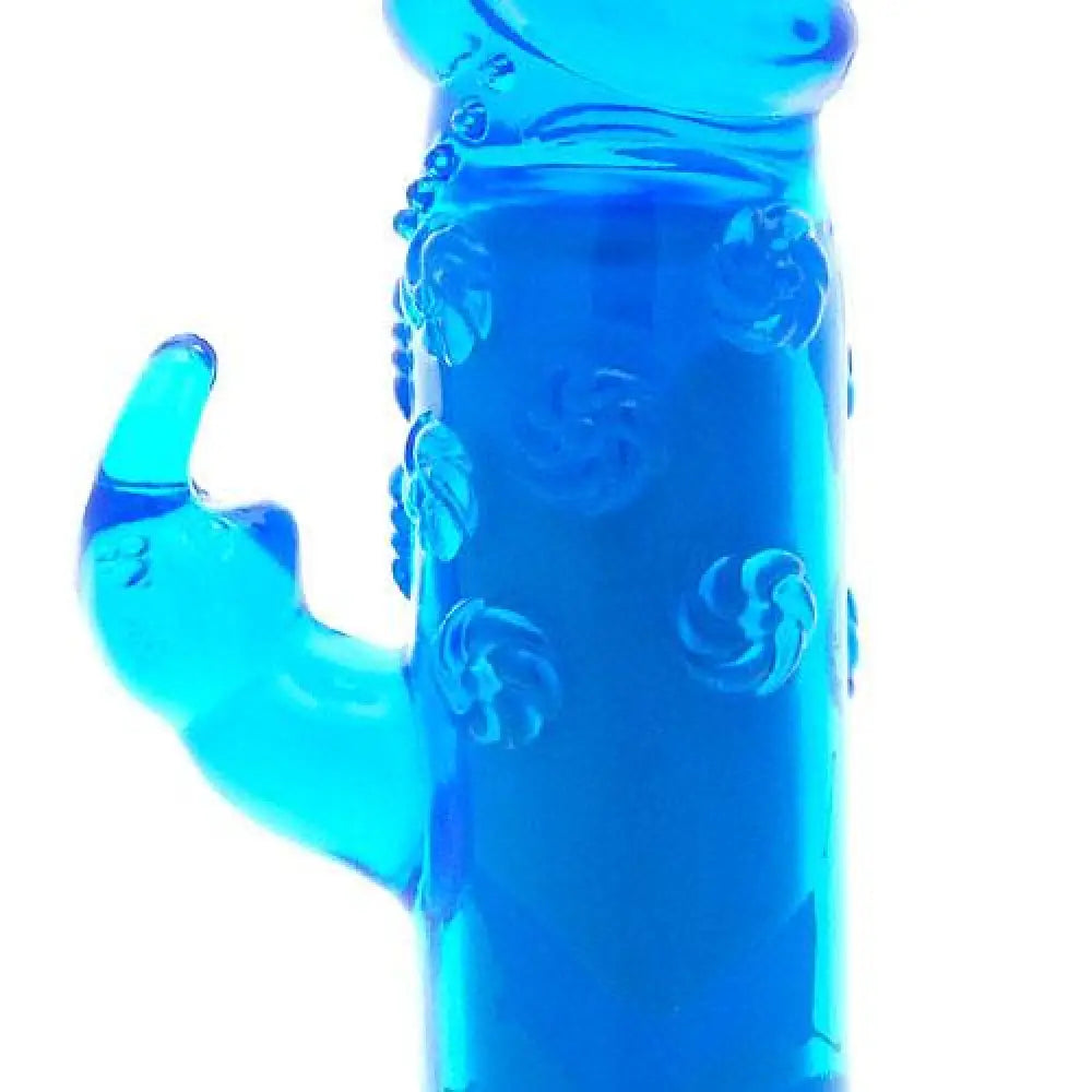 5-inch Seven Creations Blue Jelly Rabbit Vibrator with Clit Stim - Peaches and Screams