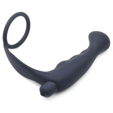 5 - inch Silicone Black Bendable Vibrating Anal Plug With Cock Ring - Peaches and Screams