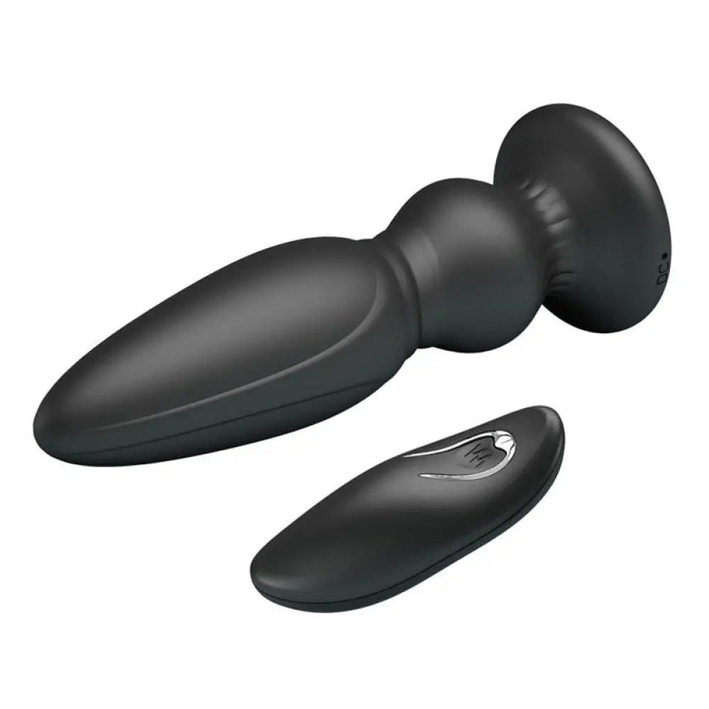 5-inch Silicone Black Powerful Rechargeable Vibrating Butt Plug with Remote - Peaches and Screams