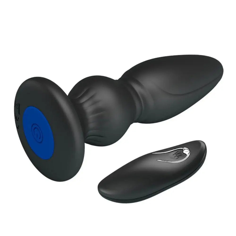 5-inch Silicone Black Powerful Rechargeable Vibrating Butt Plug with Remote - Peaches and Screams