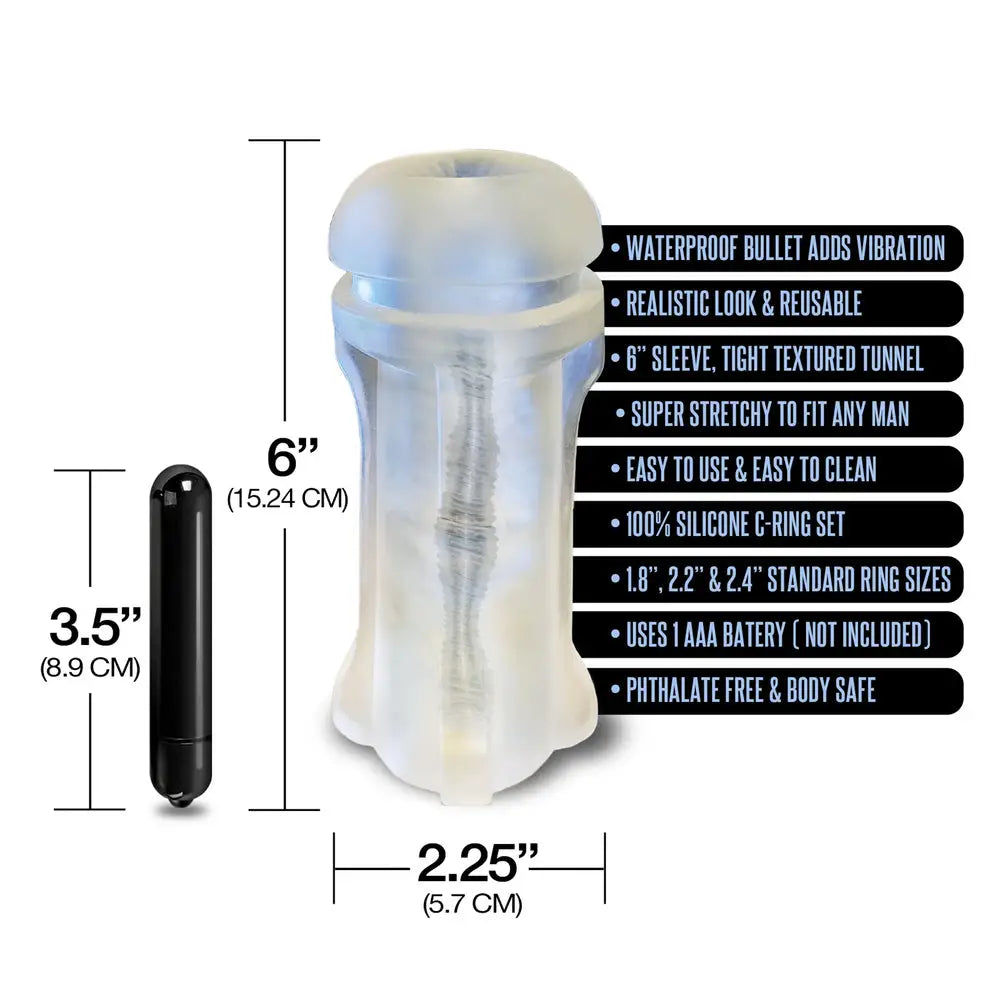 5.5 - inch Silicone Clear Vibrating Ass Stroker Male Masturbator - Peaches and Screams