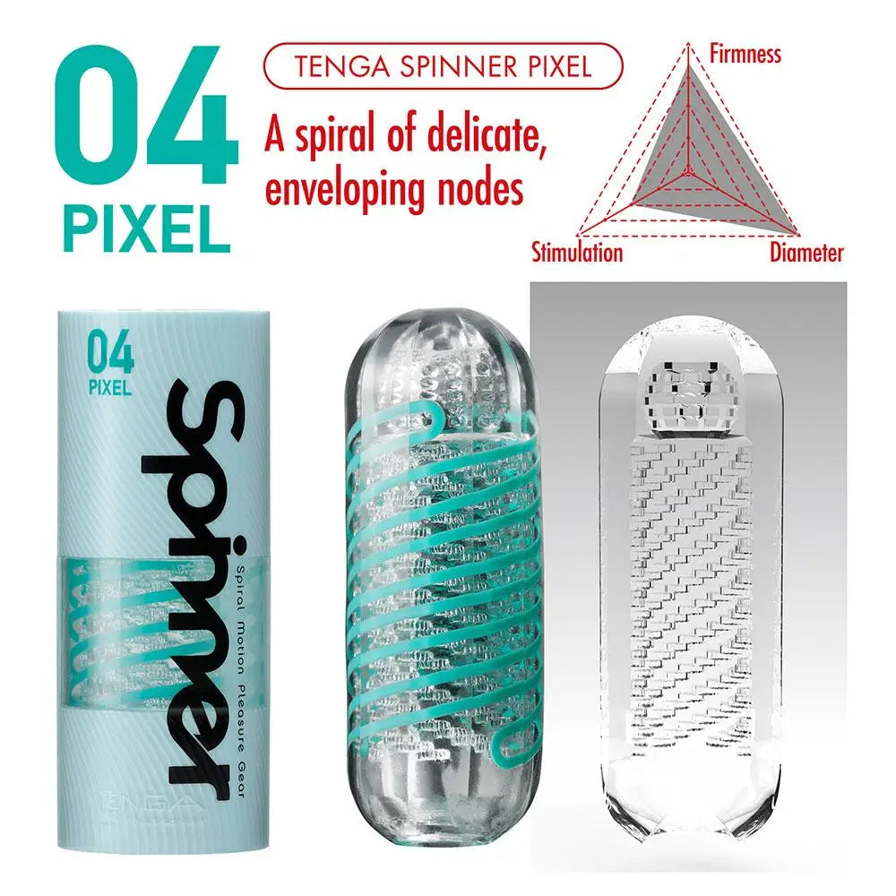 5.5 - inch Tenga Realistic Feel Green 04 Pixel Spinner Masturbator - Peaches and Screams