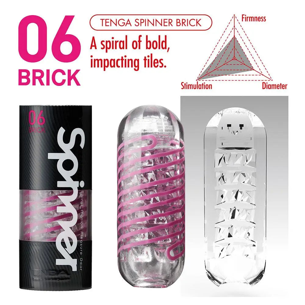 5.5 - inch Tenga Realistic Feel Pink 06 Brick Spinner Masturbator - Peaches and Screams