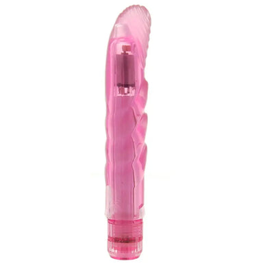 6.25-inch Pink Waterproof Multi-speed Vibrating Jelly Dildo - Peaches and Screams