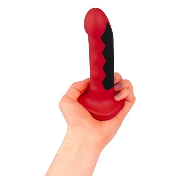 6.4-inch Electrastim Silicone Red Fusion Elctro Strap On Dildo - Peaches and Screams