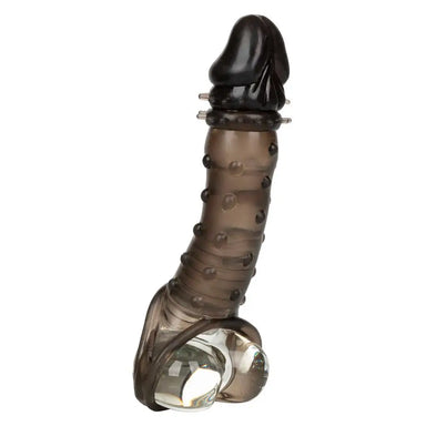 6.5-inch California Exotic Jelly Grey Stretchy Penis Sleeve With Cock Ring - Peaches and Screams