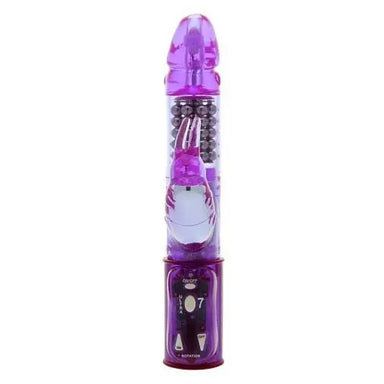 6.5-inch Purple Rotating Rabbit Vibrator With Metal Beads - Peaches and Screams