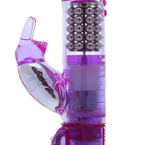 6.5-inch Purple Rotating Rabbit Vibrator With Metal Beads - Peaches and Screams