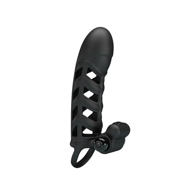 6.5-inch Silicone Black Multi-speed Vibrating Penis Sleeve 2 - Peaches and Screams