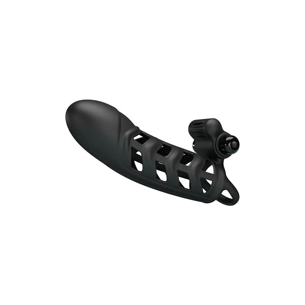 6.5-inch Silicone Black Multi-speed Vibrating Penis Sleeve 2 - Peaches and Screams