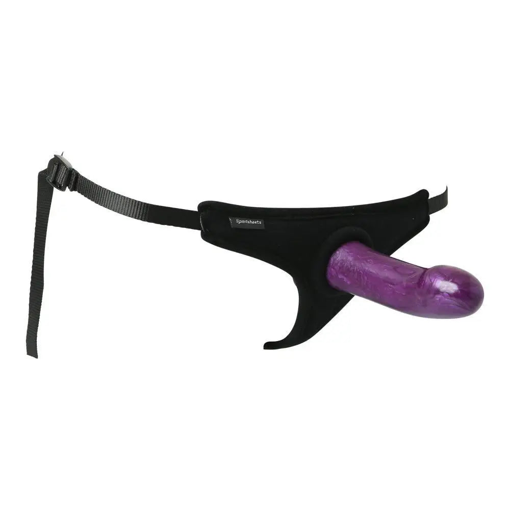 6.5 - inch Sportsheets Silicone Purple Strap - on Dildo For Lesbian Couples - Peaches and Screams