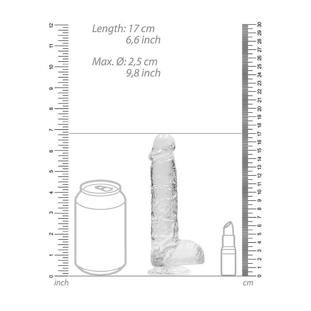 6.7-inch Shots Toys Clear Realistic Dildo With Suction Cup And Balls - Peaches and Screams
