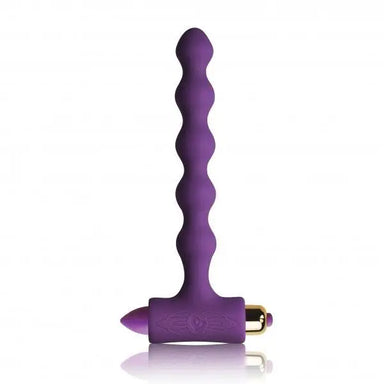 6.75-inch Rocks Off Pearls Silicone Purple Vibrating Butt Plug - Peaches and Screams
