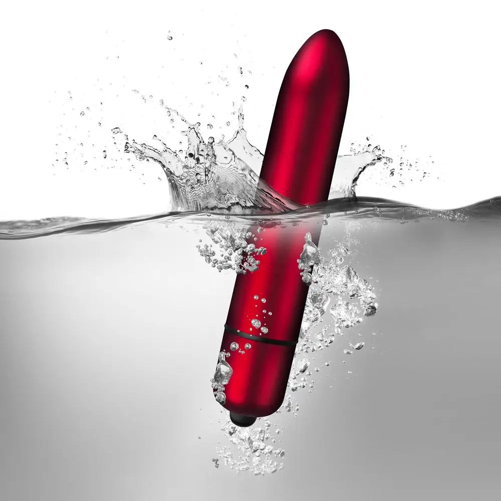6.75-inch Rocks Off Red 10-speed Waterproof Bullet Vibrator - Peaches and Screams