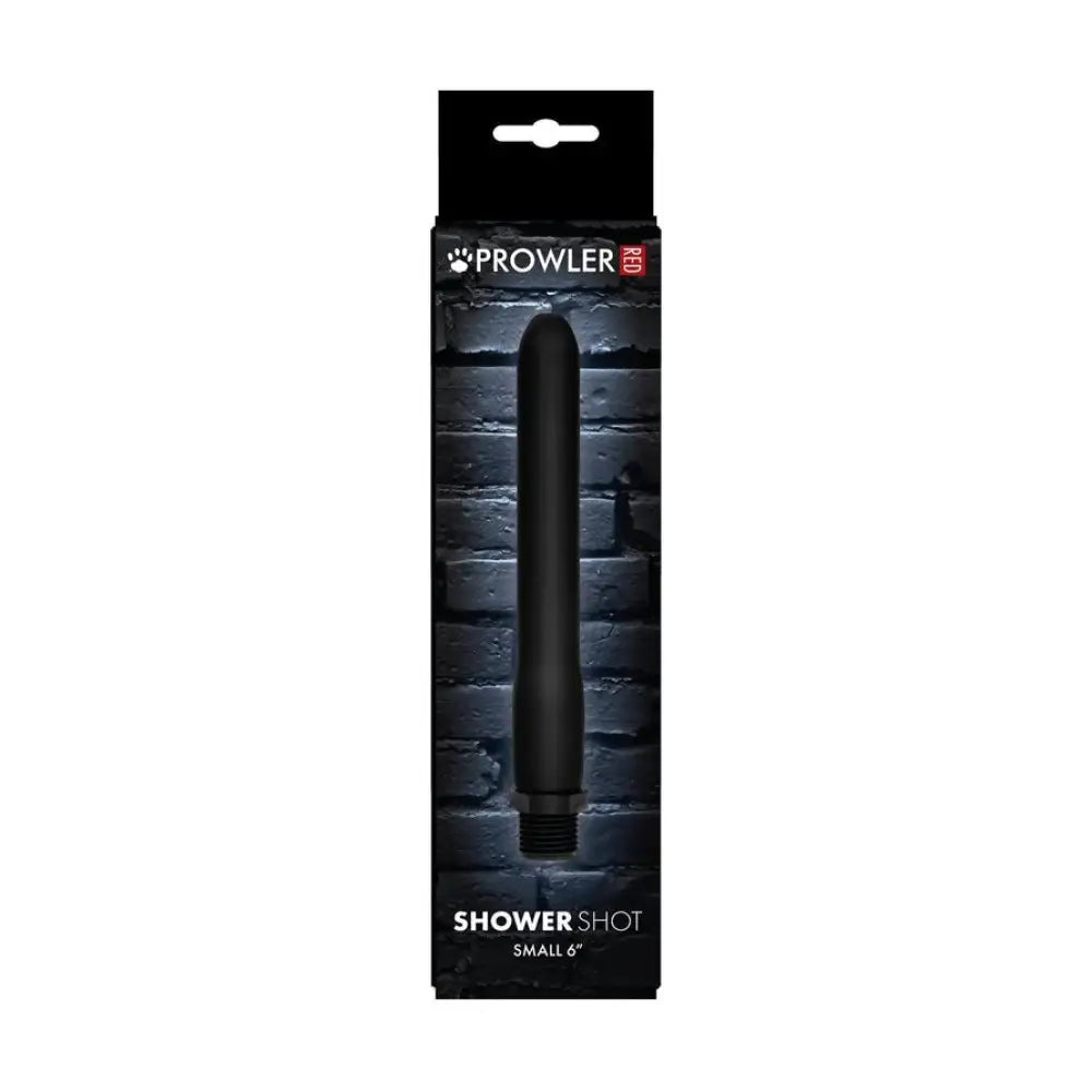 6-inch Prowler Silicone Black Shower Shot with Pliable Nozzle - Peaches and Screams