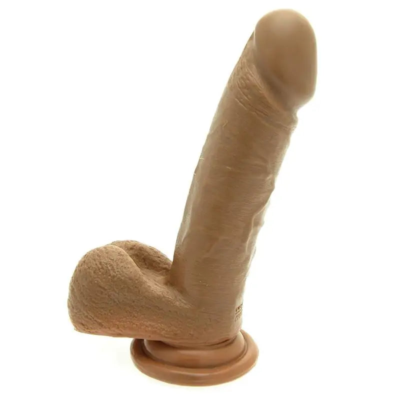 6 - inch Realistic Feel Flesh Brown Dildo With Suction - cup And Balls - Peaches Screams