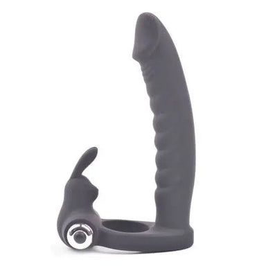 6-inch Silicone Black Vibrating Rabbit Cock Ring - Peaches and Screams
