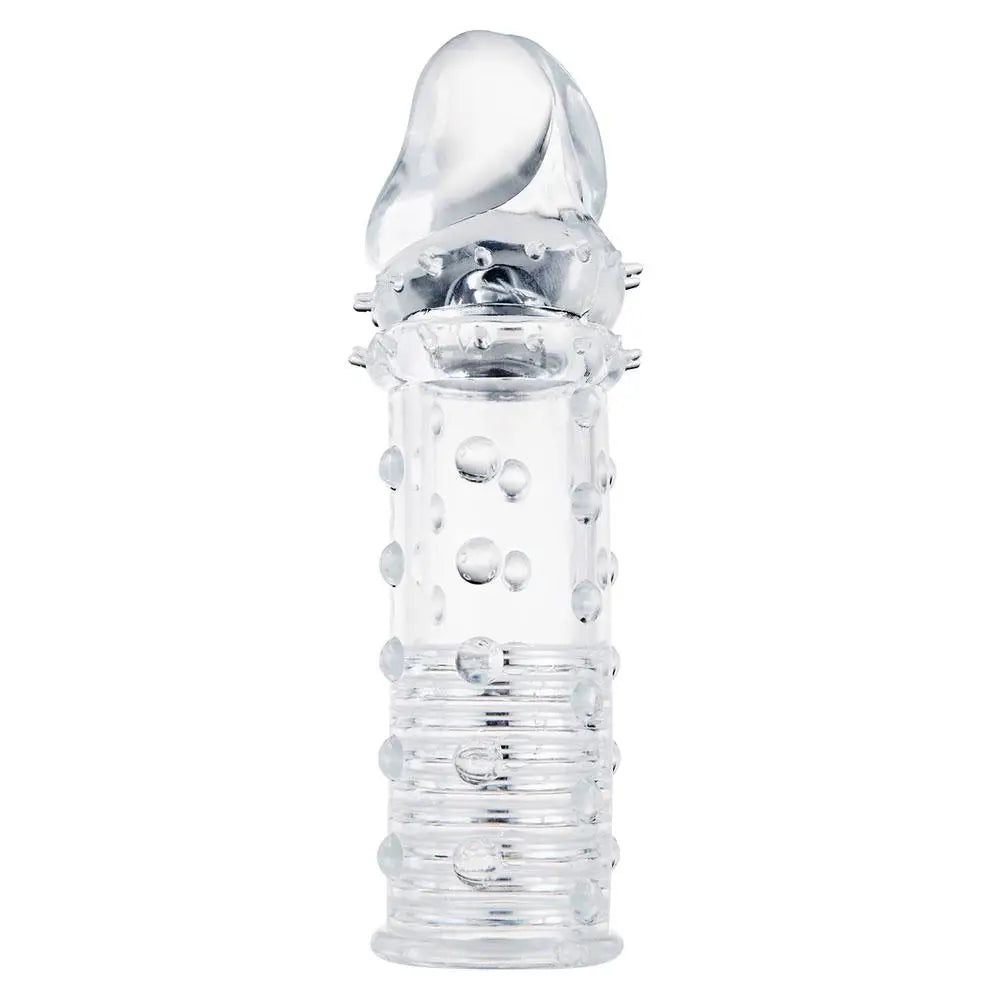 6-inch Toy Joy Clear Power Stud Penis Sleeve - Peaches and Screams