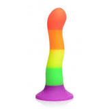7.2 inch rainbow silicone large strap on dildo with harness - peaches and screams