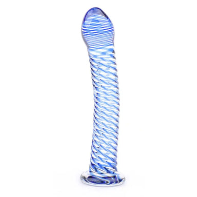 7.5-inch Blue Large Glass Dildo With Flared Base - Peaches and Screams