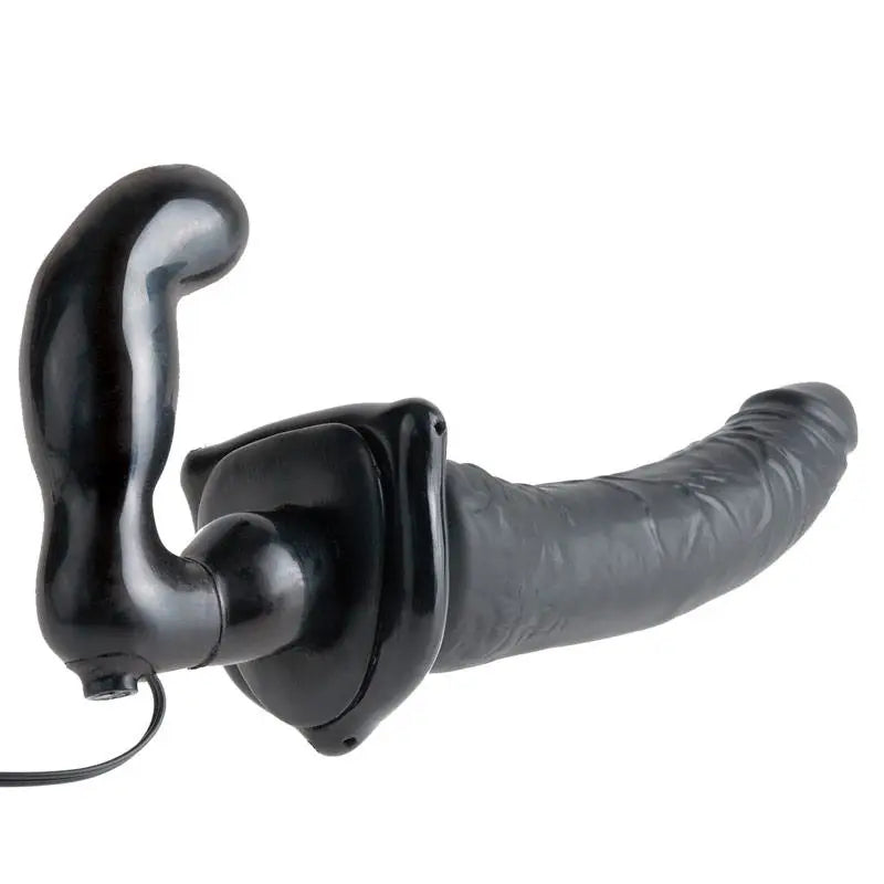7.5-inch Duo Penetration Inflatable Vibrating Strap-on Dildo - Peaches and Screams