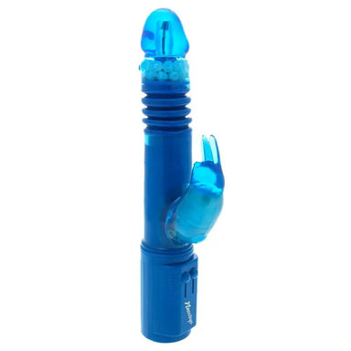 7-inch Blue Rotating And Thrusting Rabbit Vibrator With Beads - Peaches Screams