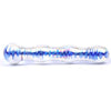 7 inch blue wavy ribbed glass dildo for her - peaches and screams