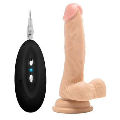 7-inch Realistic Feel Flesh Pink Penis Dildo Vibrator With Suction Base - Peaches and Screams