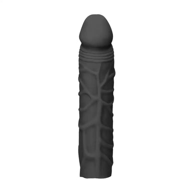 7-inch Shots Toys Black Penis Sleeve With Vein Details For Him - Peaches and Screams