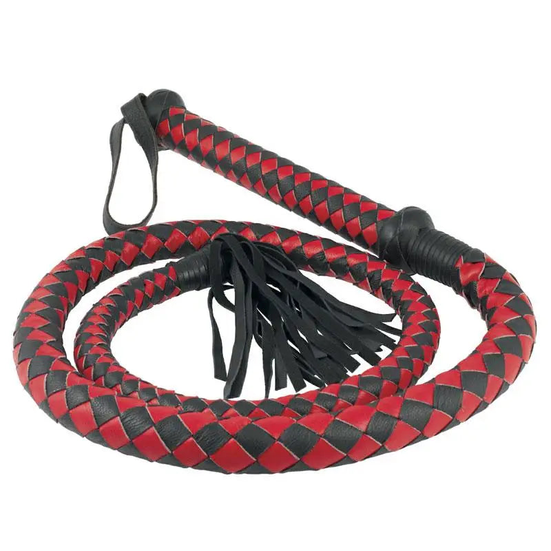 78 Inch Rimba Red And Black Plated Long Arabian Whip - Peaches and Screams