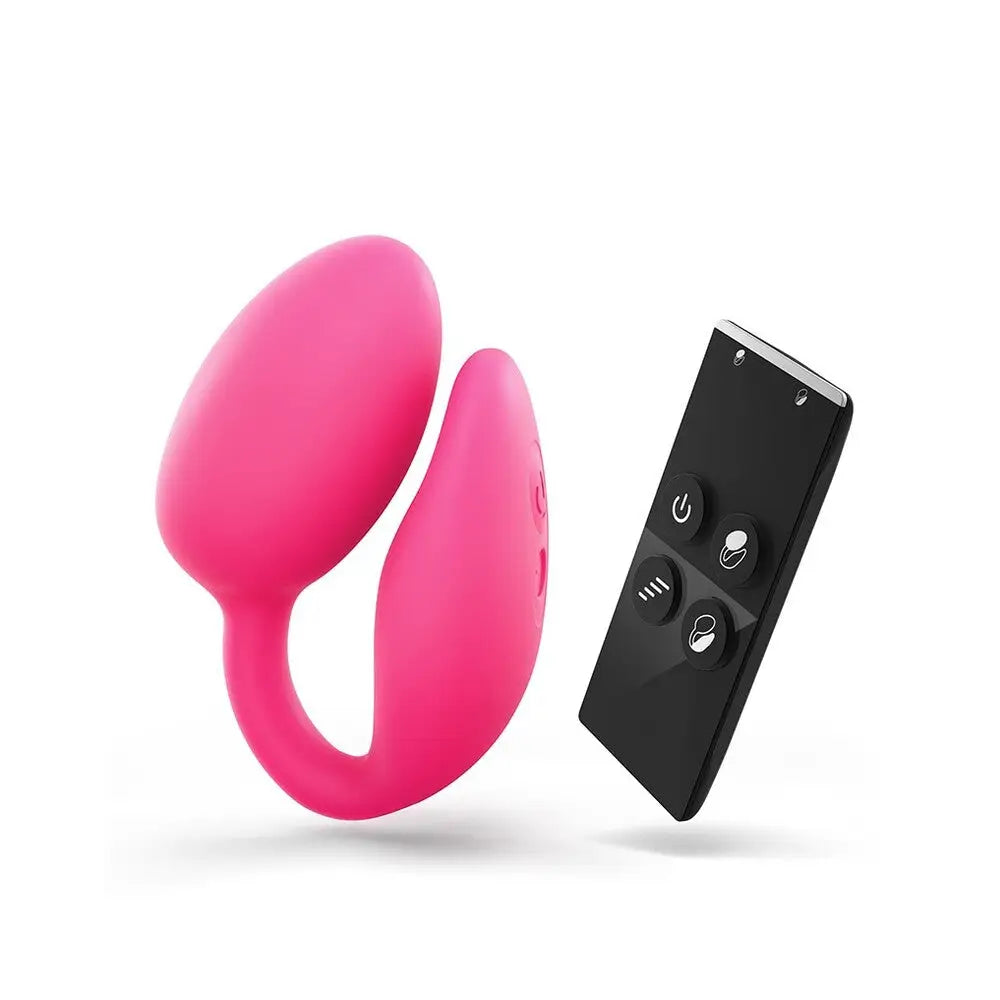 8.5 inch silicone pink rechargeable double stimulator with remote - peaches and screams